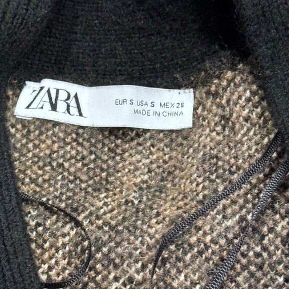 ZARA Safari Stripe Zebra Inspired Black Brown Tan Thick Cardigan (Size S) - Picture 12 of 15